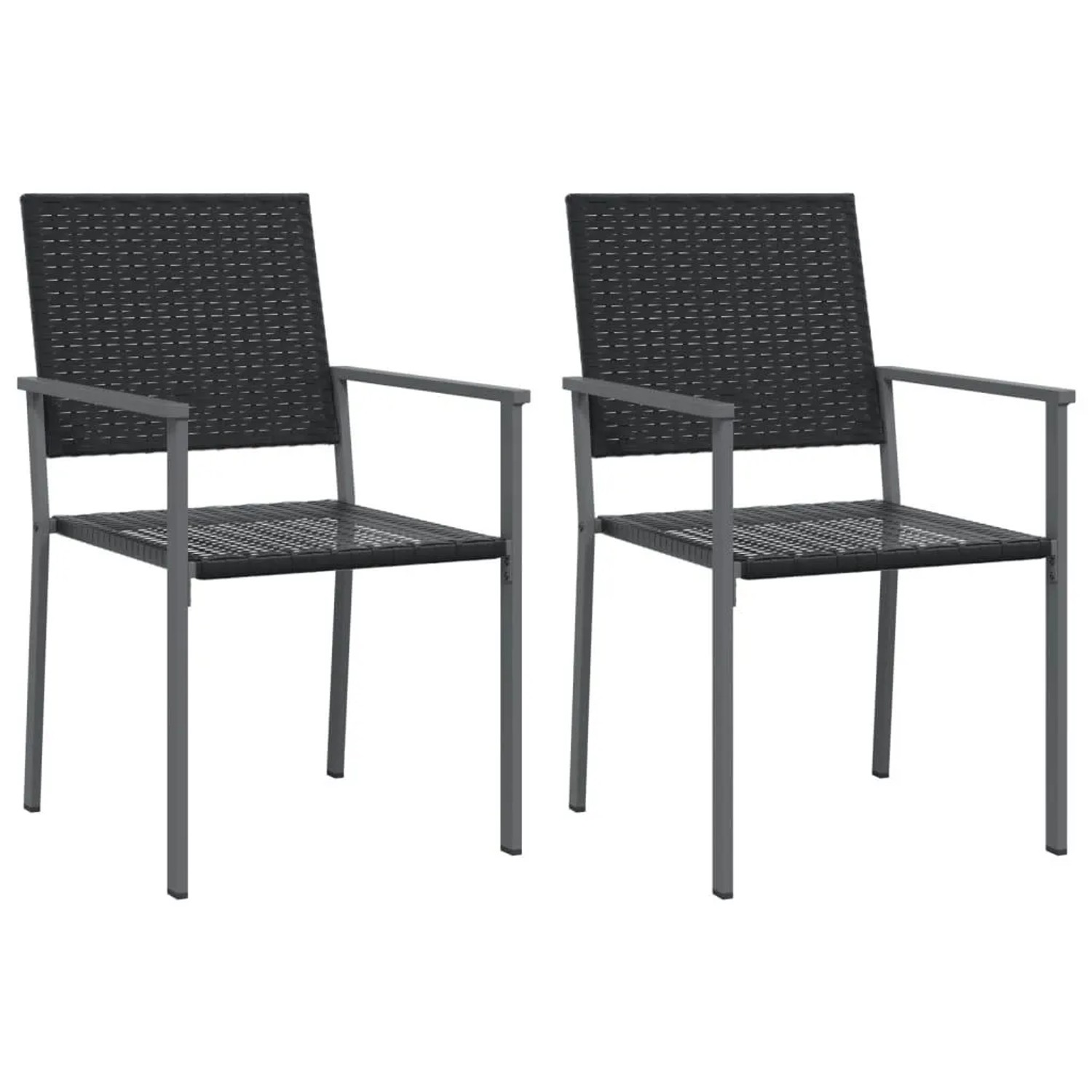 vidaXL Gartenstühle 2 Stk Schwarz 54x62,5x89 cm Poly Rattan 364098 günstig online kaufen