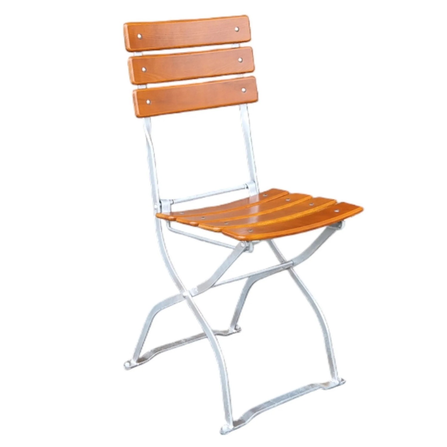CHEFGASTRO Biergartenstuhl BERGWIESE Made In Germany 1-Sitzer HxBxT 89x40x35cm Wetterfest & UV-beständig Eschenholz Silber/Braun