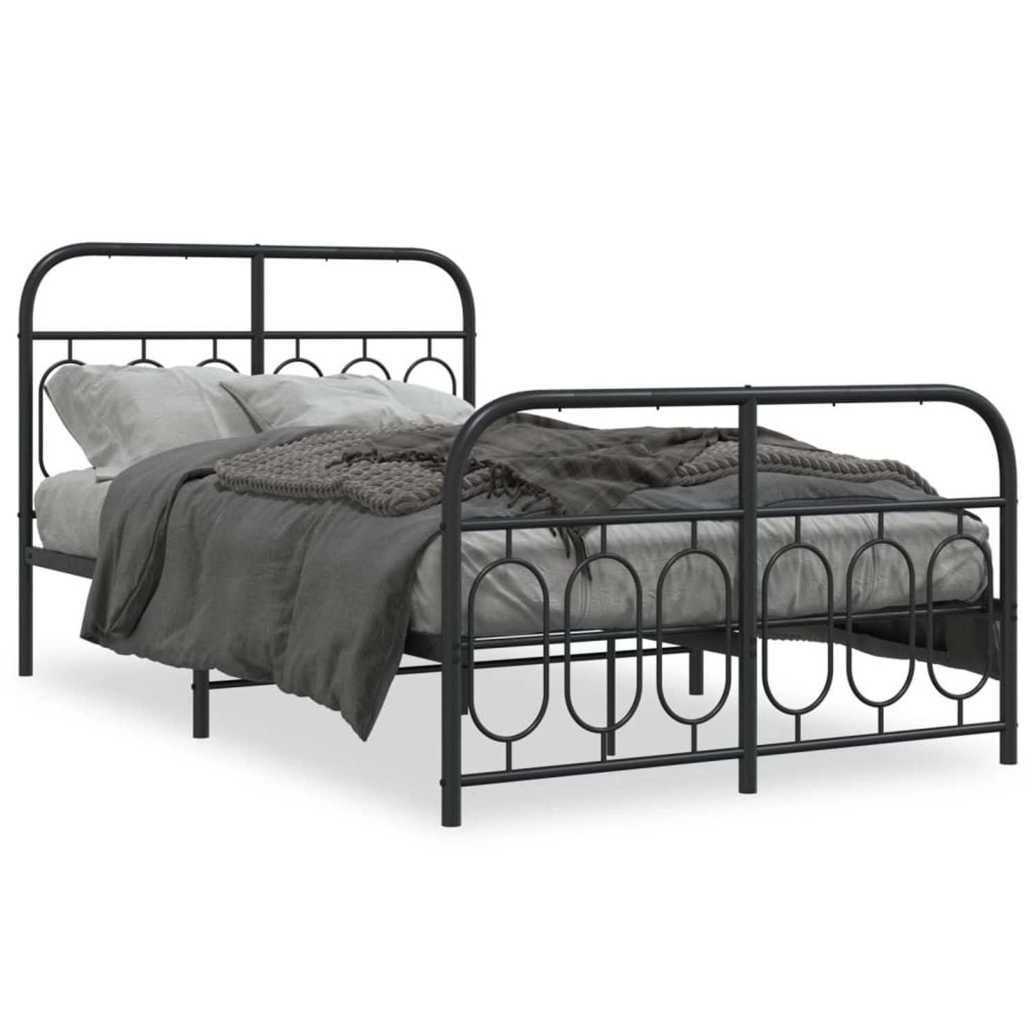 vidaXL Bettgestell mit Kopf- und Fußteil Metall Schwarz 120x190 cm 377132 günstig online kaufen