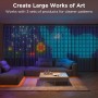 Govee X Netflix Gardinenleuchte H70BC im Wohnzimmer mit bunten LED-Mustern.