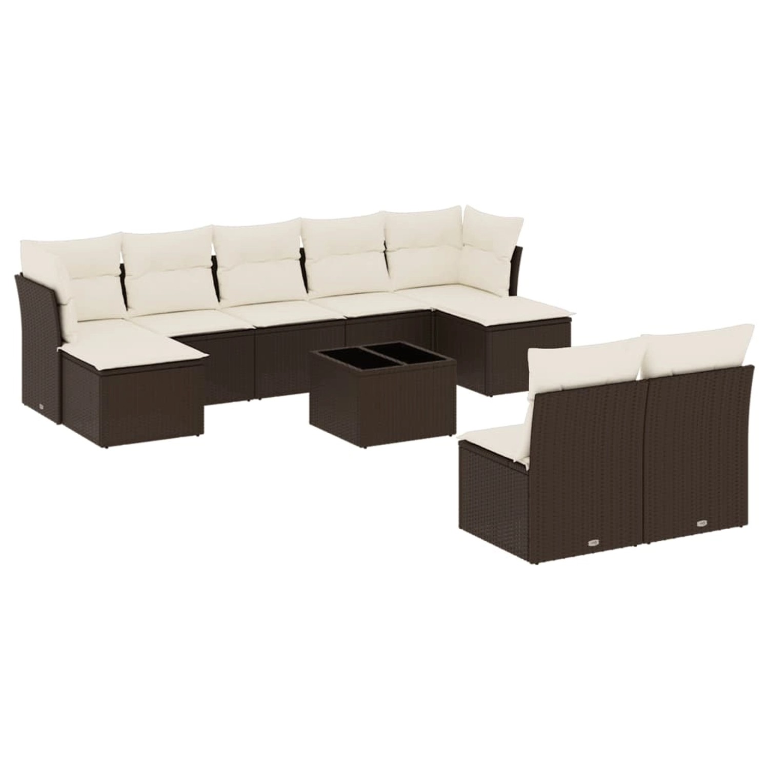 vidaXL 10-Tlg Garten-Sofagarnitur mit Kissen Braun Poly Rattan 3218283 günstig online kaufen