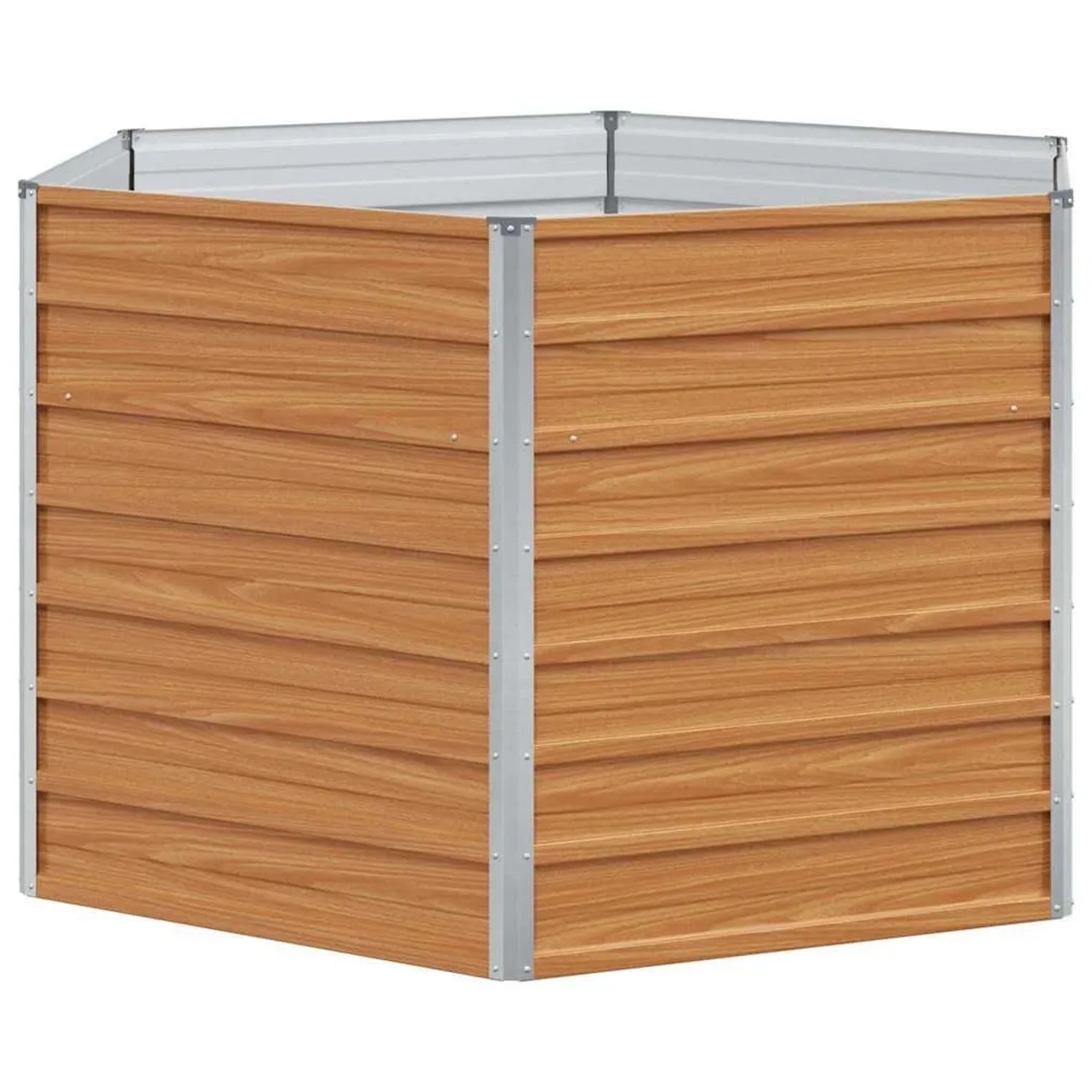 vidaXL Hochbeet im Garten Hellbraun 129 x 129 x 77 cm Verzinkter Stahl 42017322