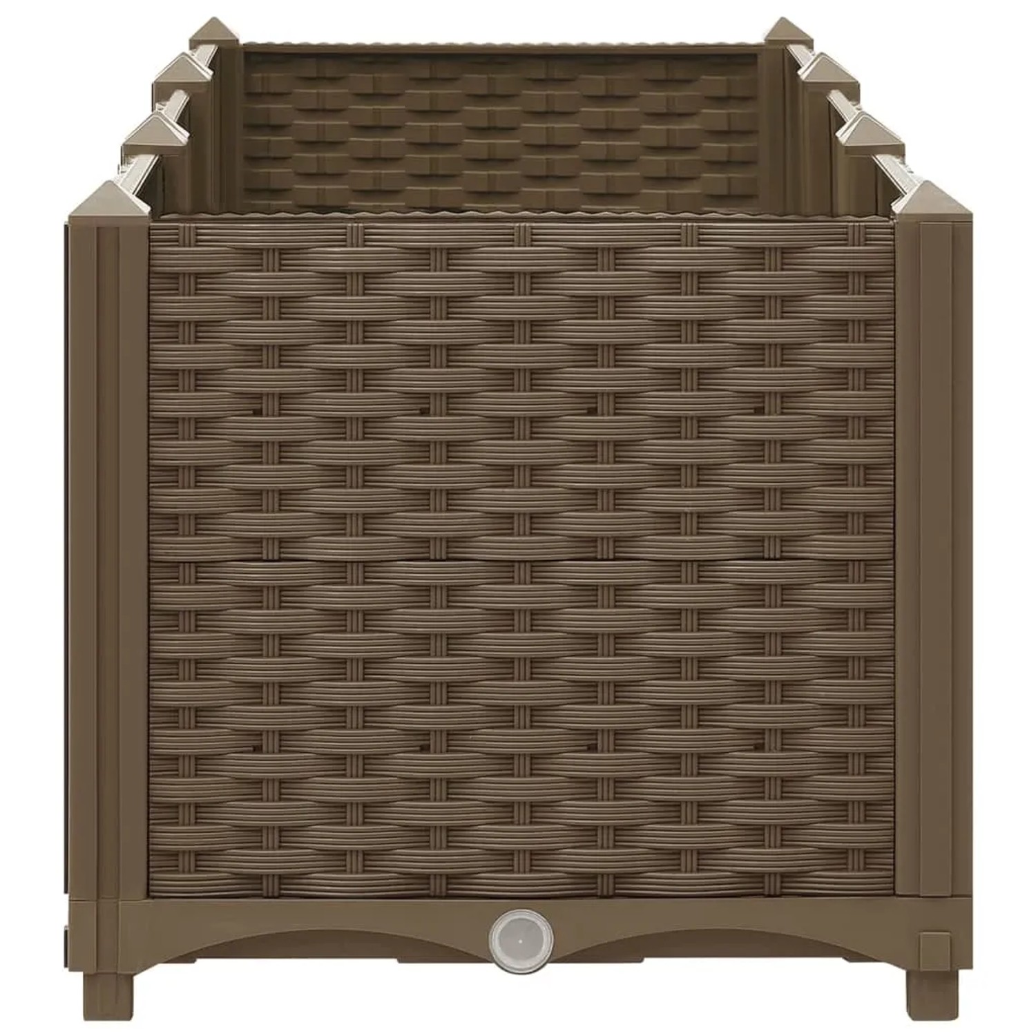 Braunes furnicato Hochbeet (120x40x38 cm) aus Polypropylen mit Rattan-Optik.