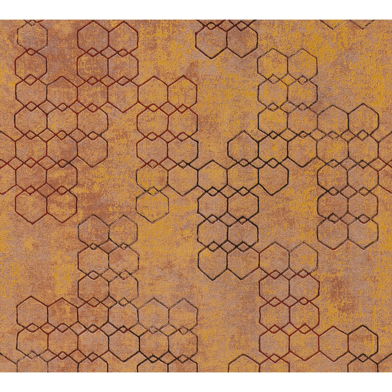 Bricoflor Industrial Vliestapete in Schwarz Gold Metallic Tapete mit Hexago günstig online kaufen