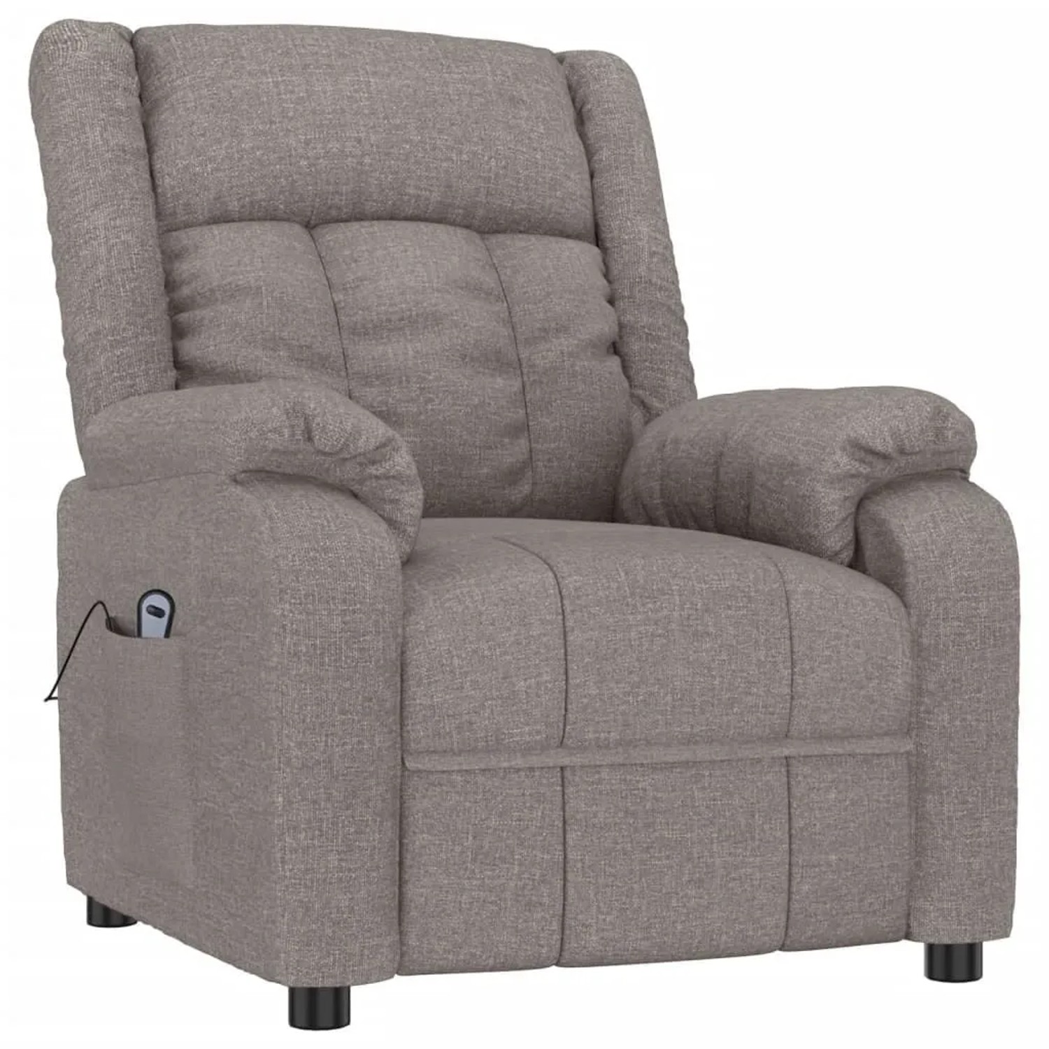Elektrischer Relaxsessel in Taupe aus Stoff. Bequemer TV-Sessel mit Fernbedienung.