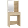 vidaXL LED-Schminktisch mit Schrank, Sonoma-Eiche, Holzwerkstoff. Schminktisch mit Spiegel und LED-Beleuchtung.