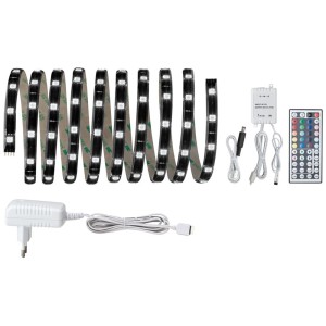 Paulmann YourLED Strip Basis-Set 3 m RGB: LED-Streifen mit Fernbedienung, Netzteil und Zubehör.