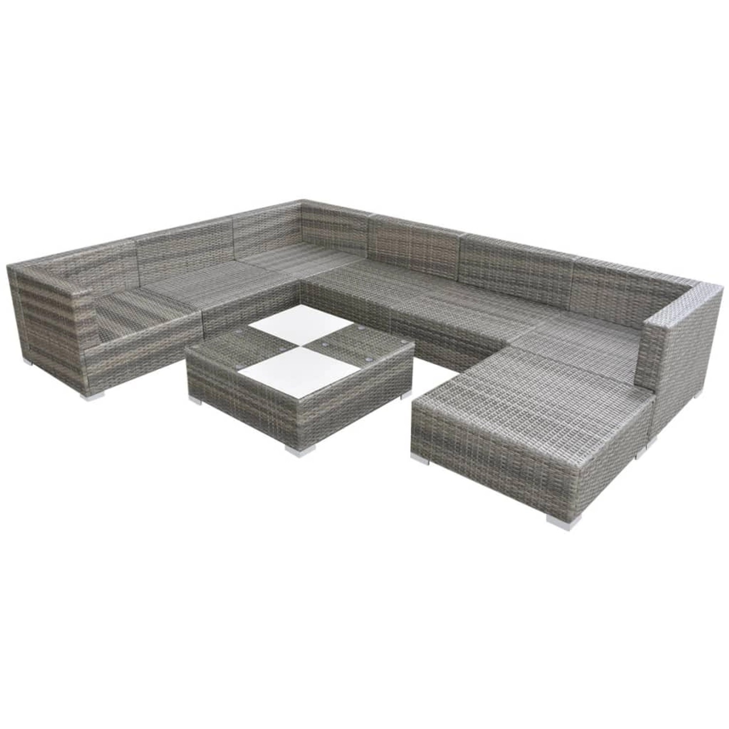 8-tlg. Garten-lounge-set Mit Auflagen Poly Rattan Grau günstig online kaufen