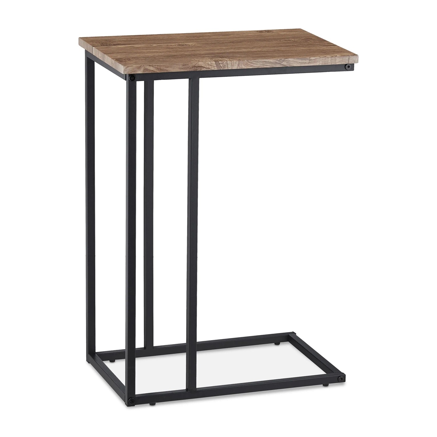 Relaxdays Beistelltisch MDF Metall Schwarz Grau-Braun C-Form 66 cm x 46 cm x 30 cm 3,3 kg