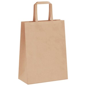 Braune Papiertragetasche mit Henkeln, 21x11x28 cm, 250 Stück, für Geschenke und Einkäufe.