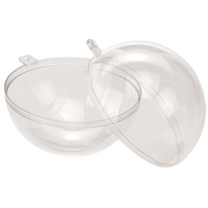 Teilbare, glasklare Kunststoff-Kugel (8 cm) mit Aufhängeöse zum Basteln und Dekorieren.