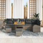 Graues 9-teiliges vidaXL Garten-Sofa-Set aus Polyrattan mit Kissen.