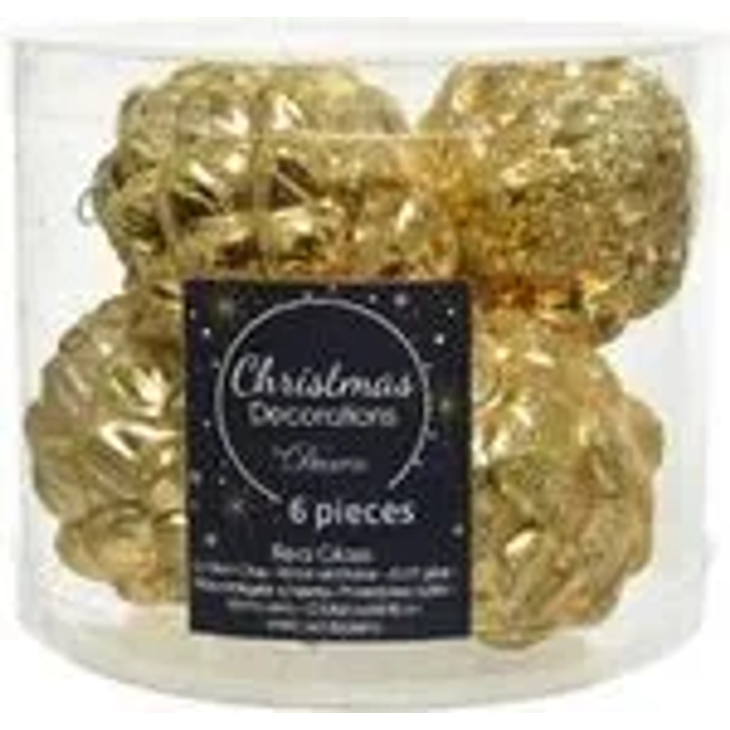 Kaemingk Christbaumschmuck Zapfen Glas  5 cm Laenge 7 cm 6 Stueck HellGold