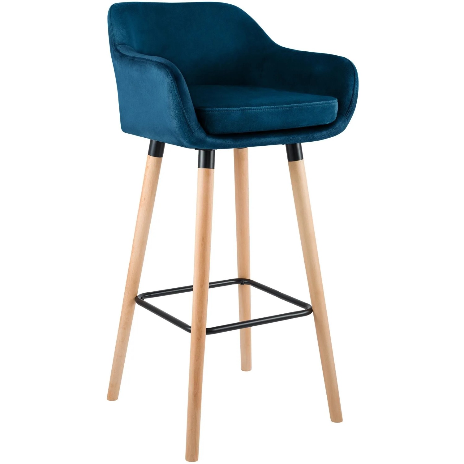 DELUKE Barhocker MIRID Samt Blau 55x46x99cm Barstuhl Mit Lehne Tresenhocker Tresenstuhl
