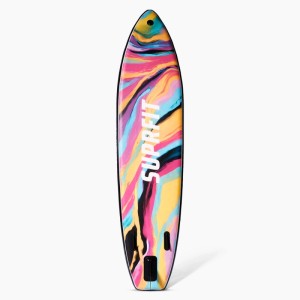 Suprfit SUP Board Aquarell, aufblasbar, buntes Batik-Design in Pink, Gelb, Blau. Ideal für Wassersport.