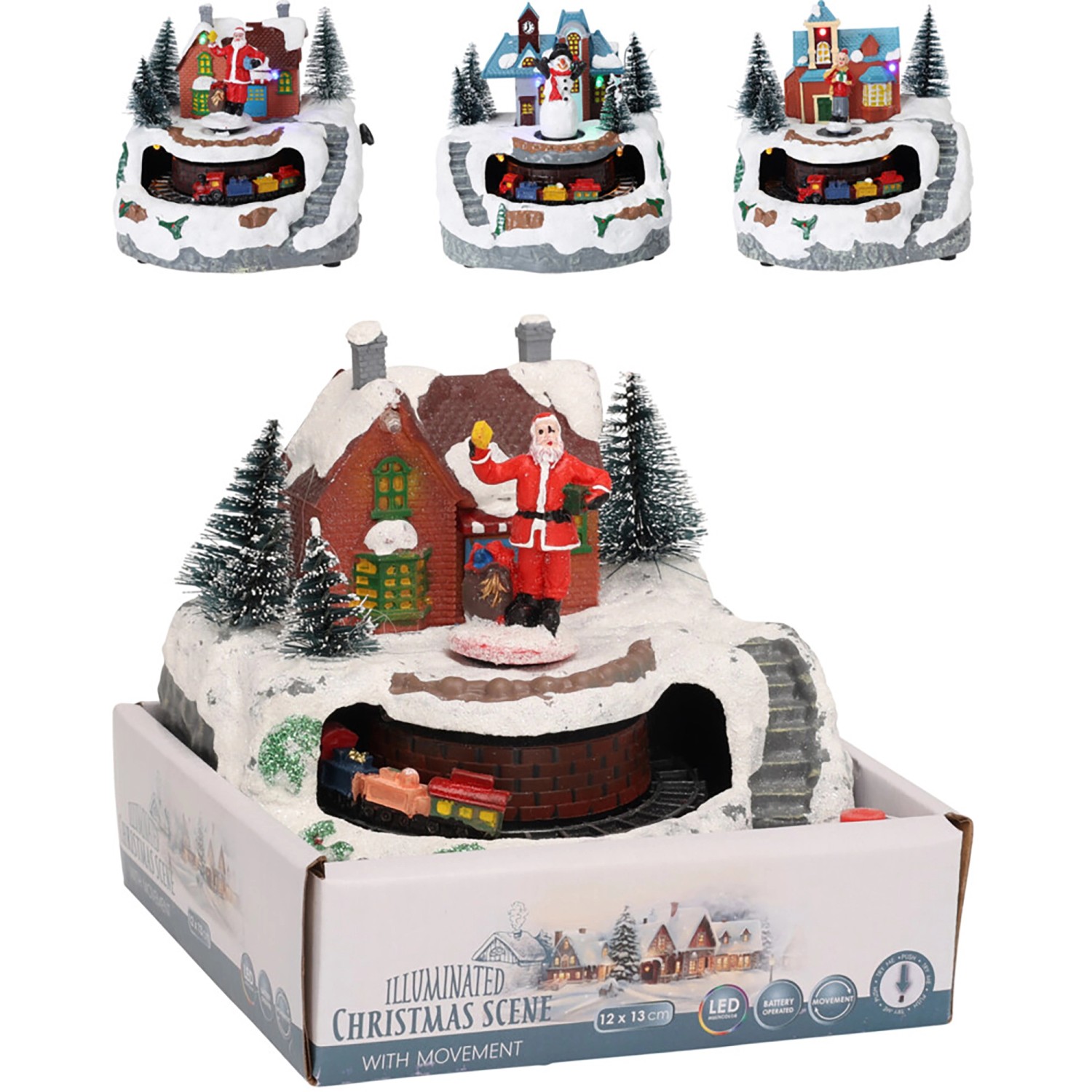 Winterlandschaft-Deko LED 12,8 x 12 x 13 cm Bunt 3-fach Sortiert