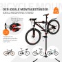 Schwarzer ECD Germany Fahrradmontageständer, höhenverstellbar, mit roter Klemme hält ein Mountainbike. Max. 50 kg.