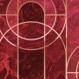 Komar Fototapete Vlies Pompeux mit rotem Marmor- und Goldlinien-Design, 400x280 cm.