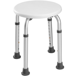 Tectake Aluminium Duschhocker  Mit Teleskopbeinen Strukturierte Oberfläche  31 x 31 x 54 cm Weiß