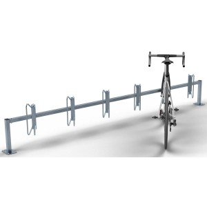 Feuerverzinkter Schake Fahrradständer Reihenparker 45° zum Aufdübeln mit Fahrrad.