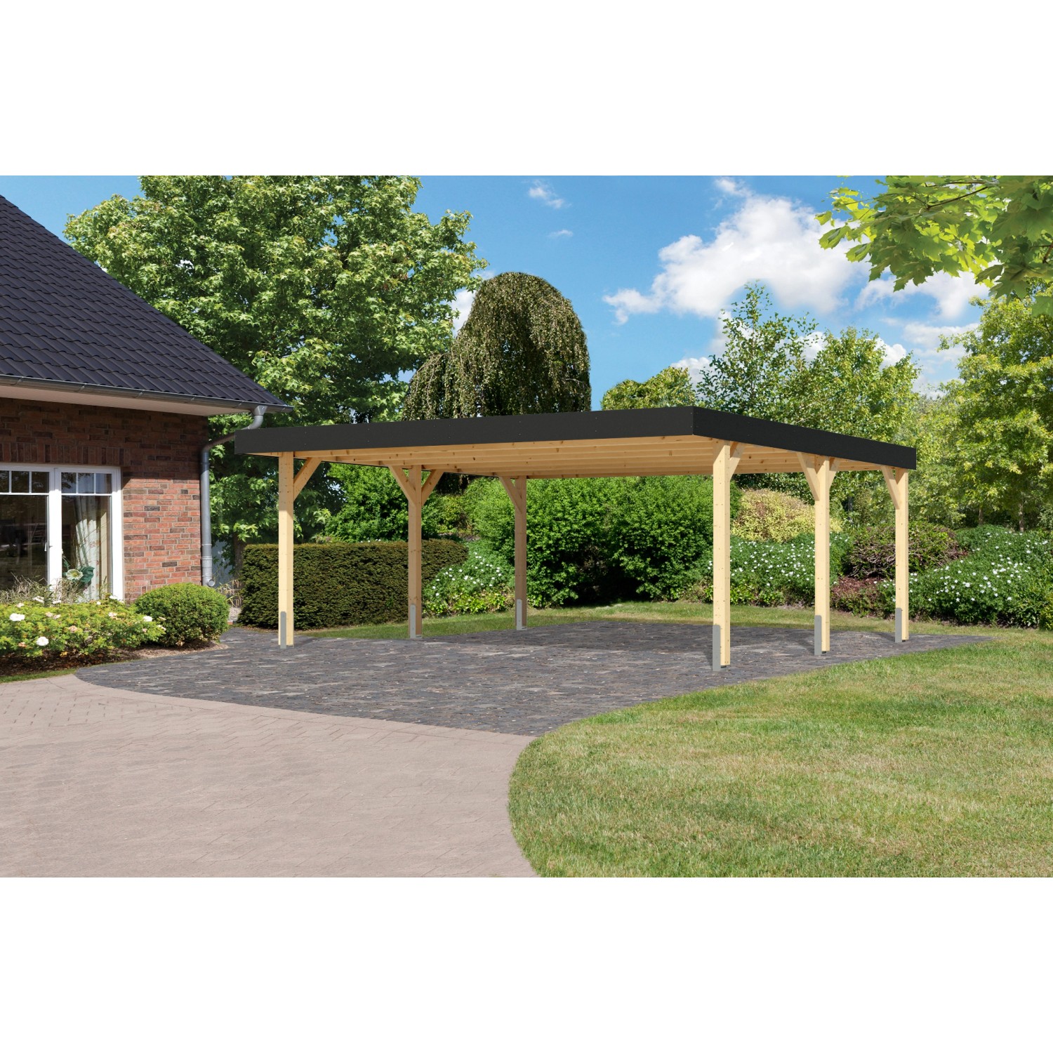 Karibu Doppelcarport Leimholz 1 Naturbelassen 246,5 x 528 x 462 cm günstig online kaufen