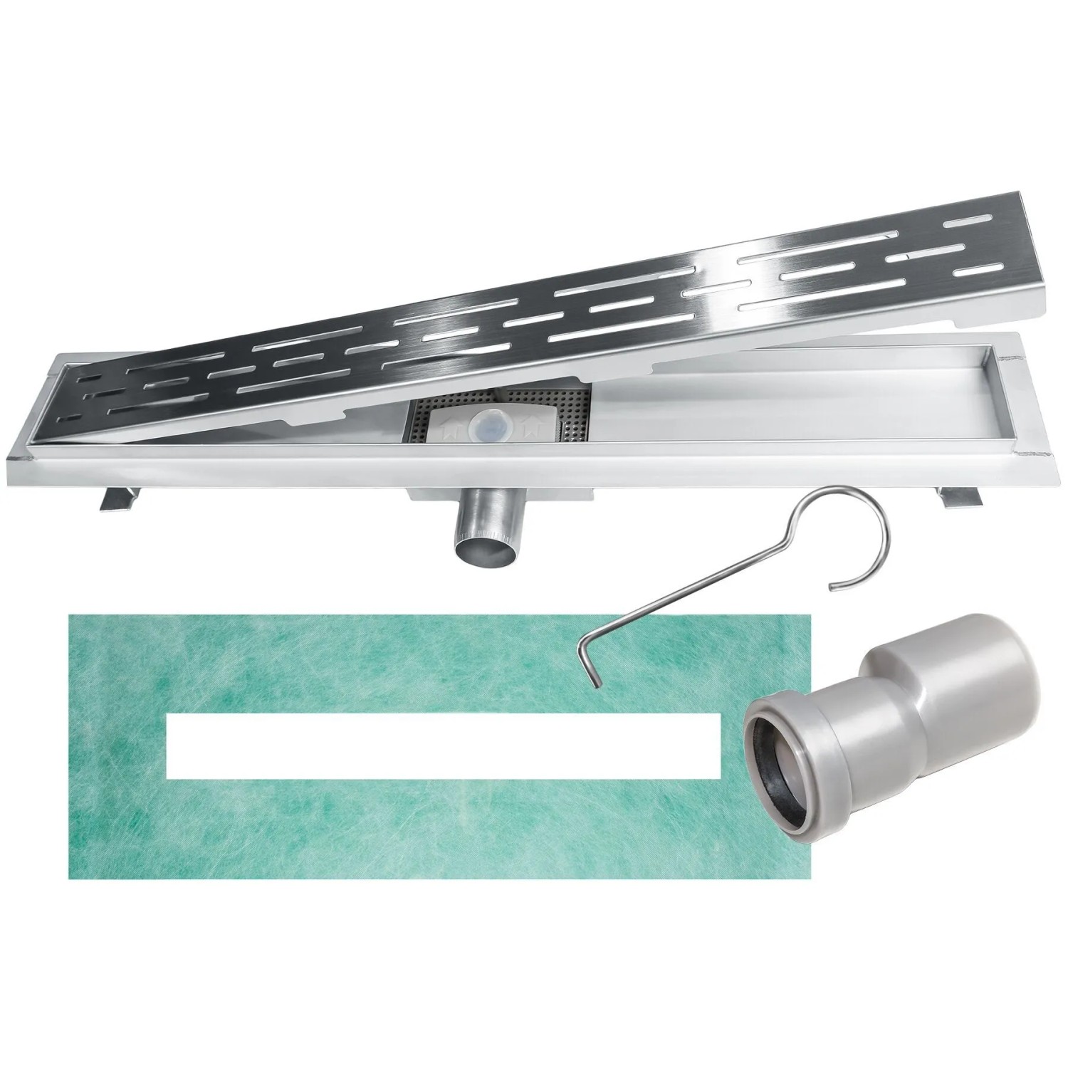 Tectake Duschrinne  Aus Edelstahl Variable Einbauhöhe  100 x 6 50 x 10 cm Grau