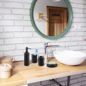 Relaxdays Badezimmer Set Edelstahl Anthrazit Gebürstet 5-teilig Mit Deckel 39 cm x 9,5 cm 580 g