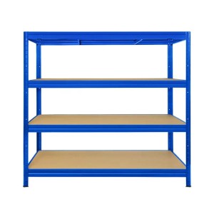 Blaues KARAT Weitspannregal/Schwerlastregal mit 4 Böden, Traglast 1200 kg, 200x150x60 cm.