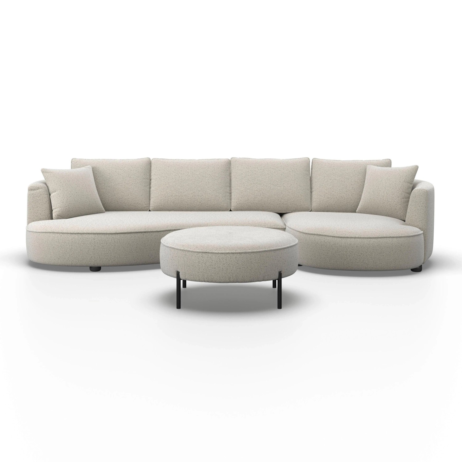 Bessagi Home Wohnlandschaft Nilas Creme Chenille mit Hocker