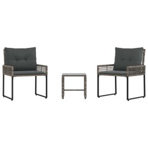 vidaXL Gartenmöbel-Set mit Kissen 3-Tlg Grau 42025175