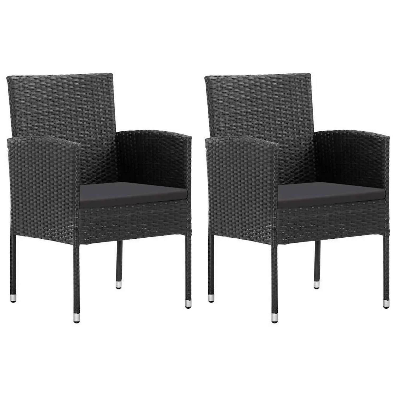 Furnicato Gartenstühle Mit Kissen In Schwarz 2 Stk Schwarz Poly Rattan