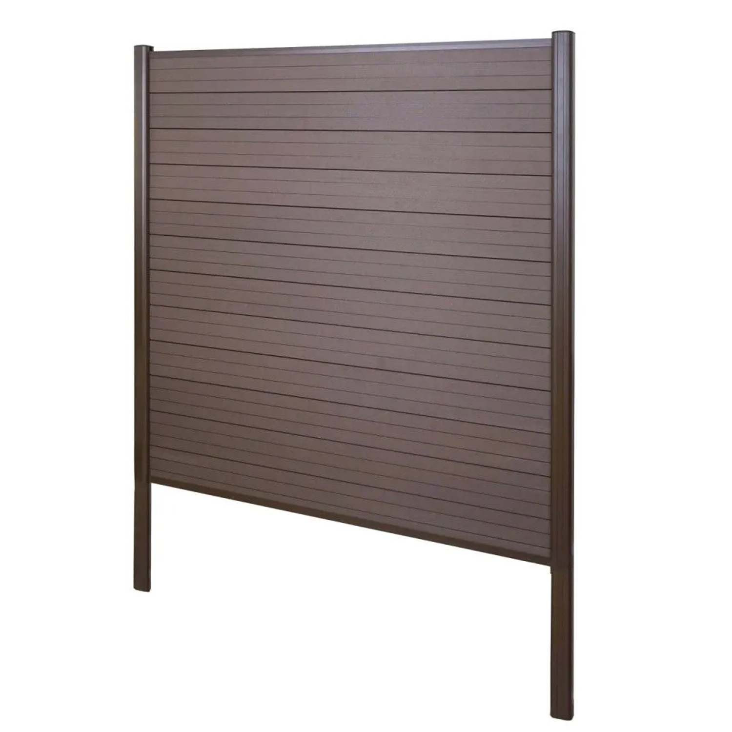 MCW WPC-Sichtschutz Savoie Windschutz Zaun Alu-Pfosten Zum Einbetonieren - Basiselement 190cm Braun
