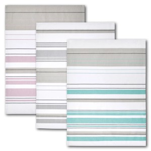 Dyckhoff Geschirrtuchset mit Streifen in Bunt, Grau und Türkis, 50x70 cm.