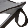 Detailaufnahme: Hellgrauer, faltbarer Campinghocker Palmelo mit Stahlgestell und Polyester-Sitzfläche.