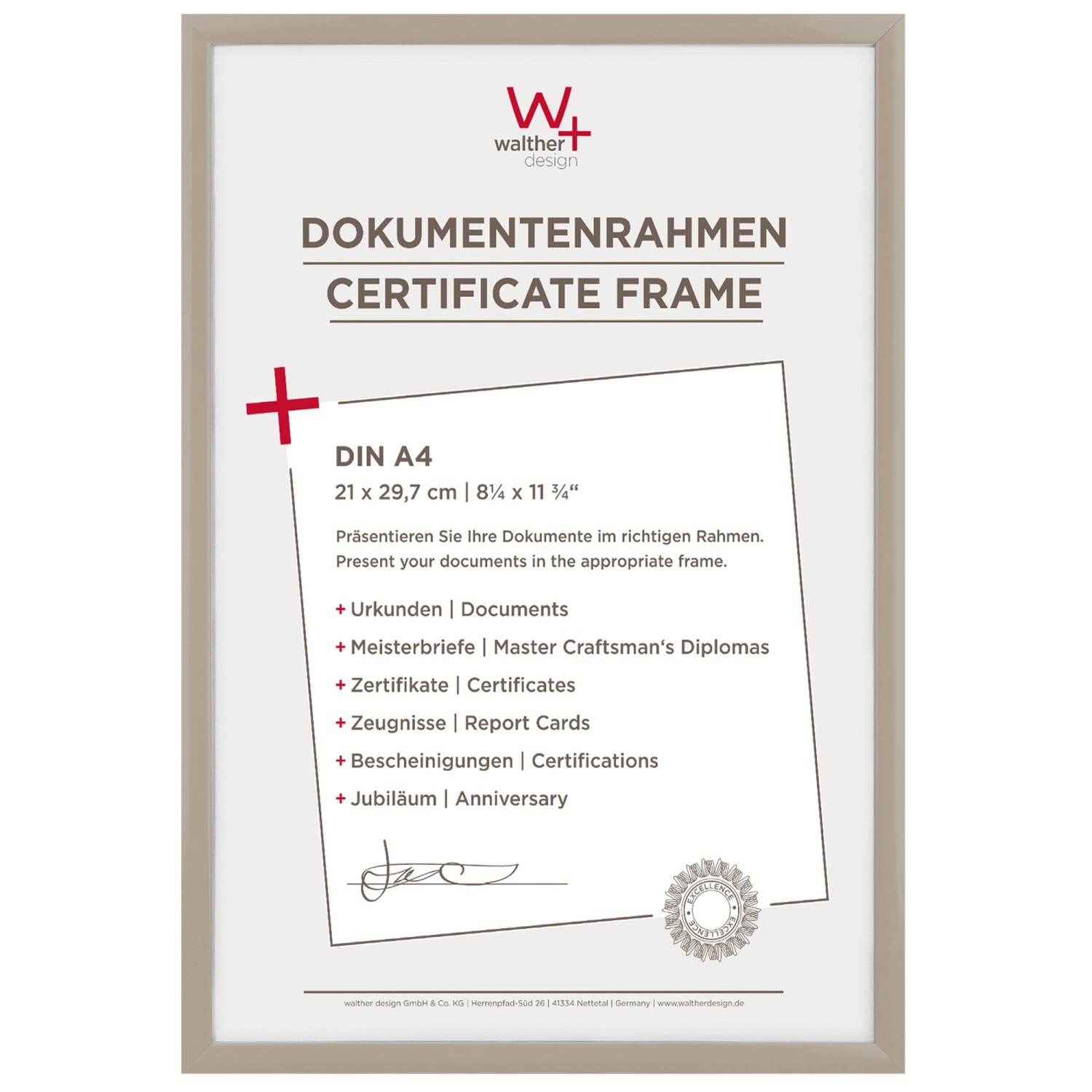 walther design New Lifestyle Kunststoff Bilderrahmen 21x29,7 cm Grau KV130T günstig online kaufen