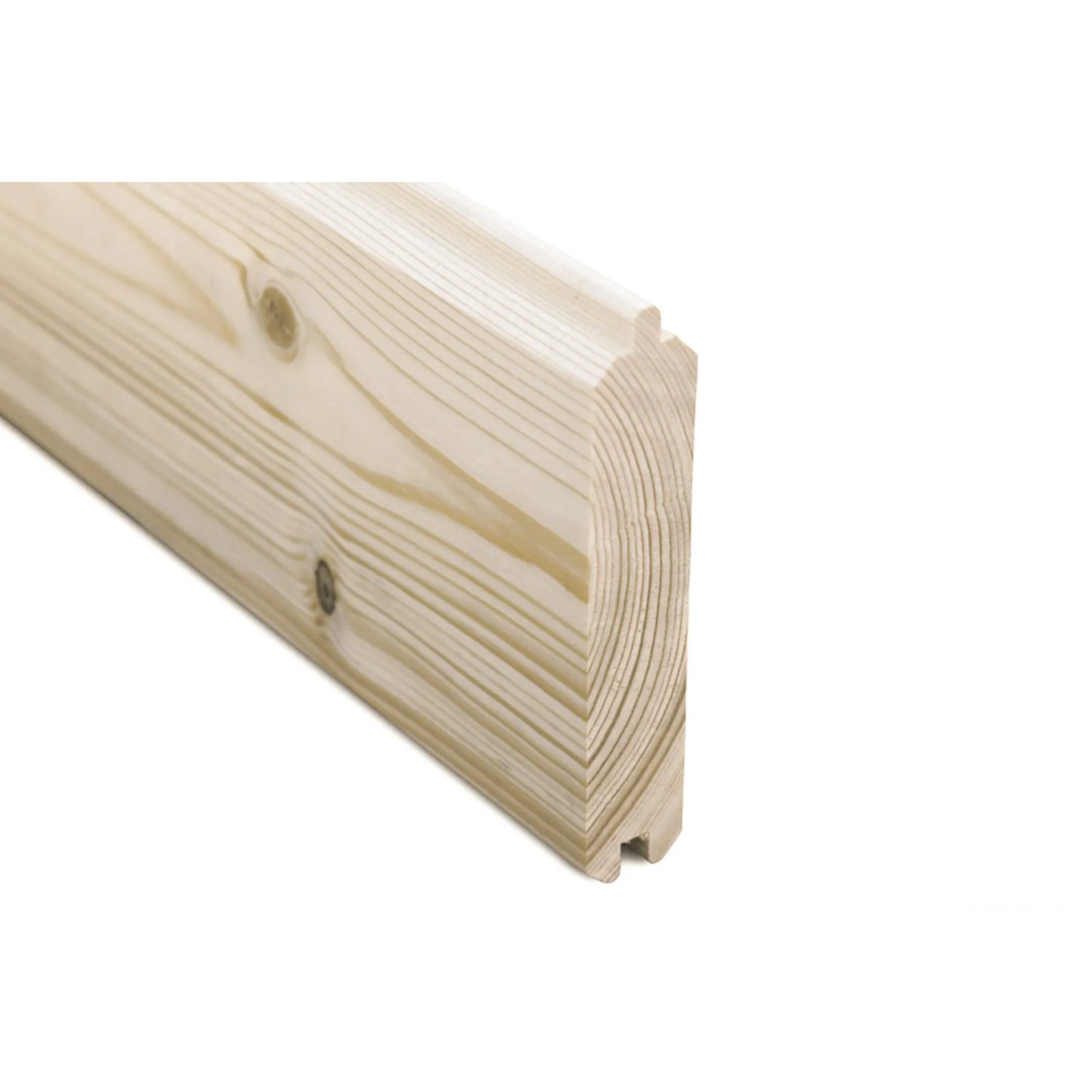 Detailaufnahme einer Wandbohle aus Fichtenholz für das Skan Holz Gartenhaus.