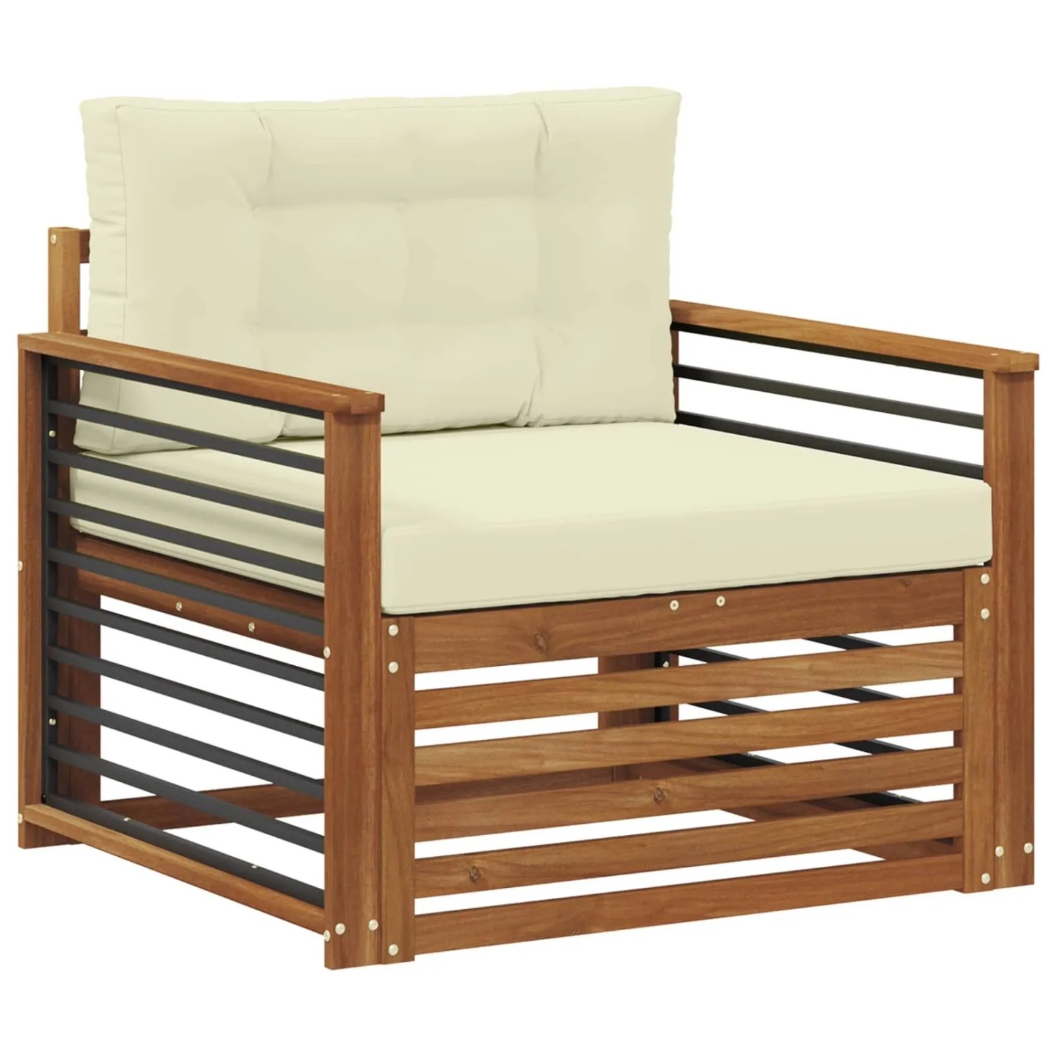 vidaXL Outdoor-Sofagarnitur Massives Akazienholz und Polyester Natur 3436405