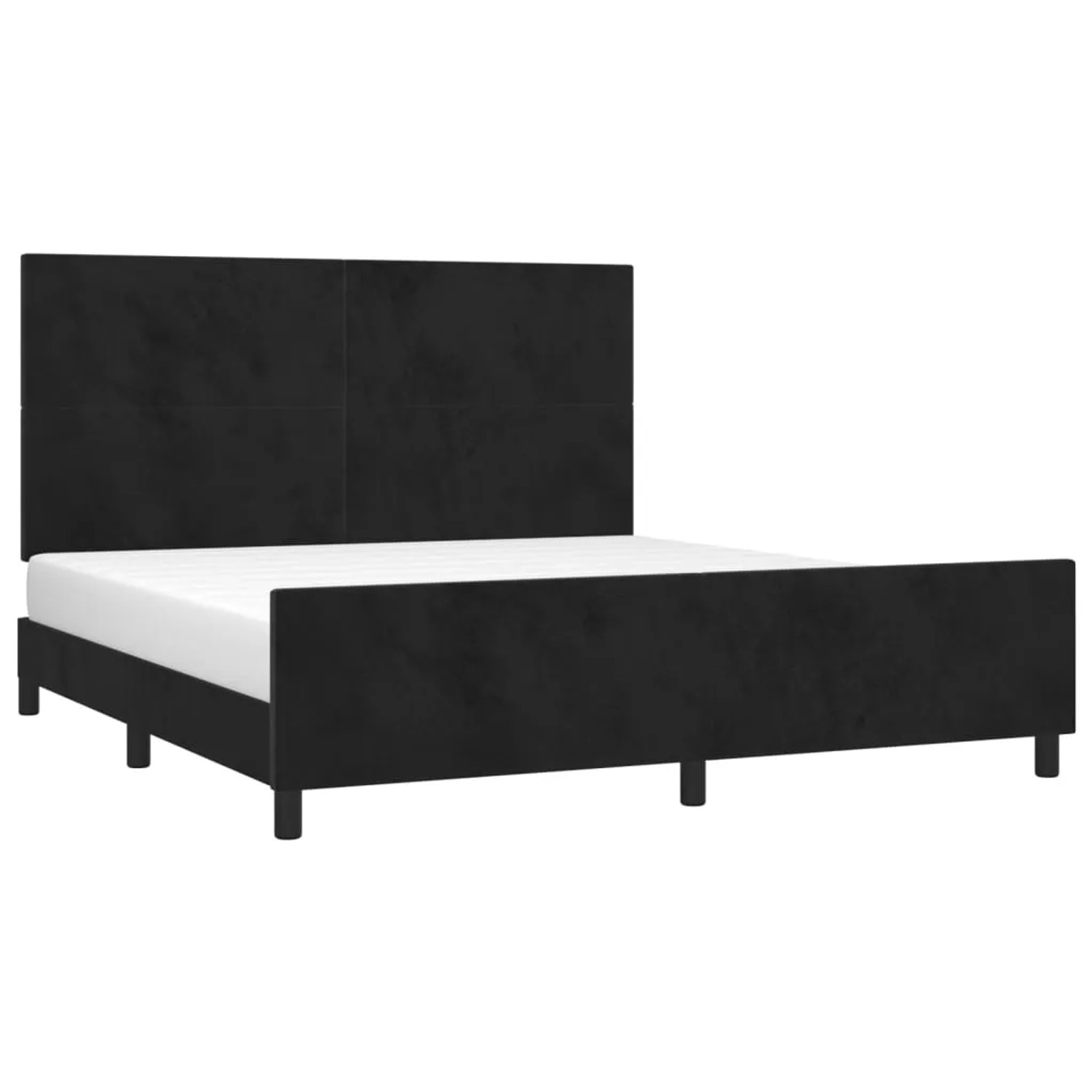 Schwarzes Samt-Bettgestell (160x200 cm) mit Kopfteil für Schlafzimmer.