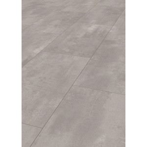 Verlegtes, wasserfestes Laminat Excellent Plus in Fliesenoptik, Ocean Beton Perlgrau.