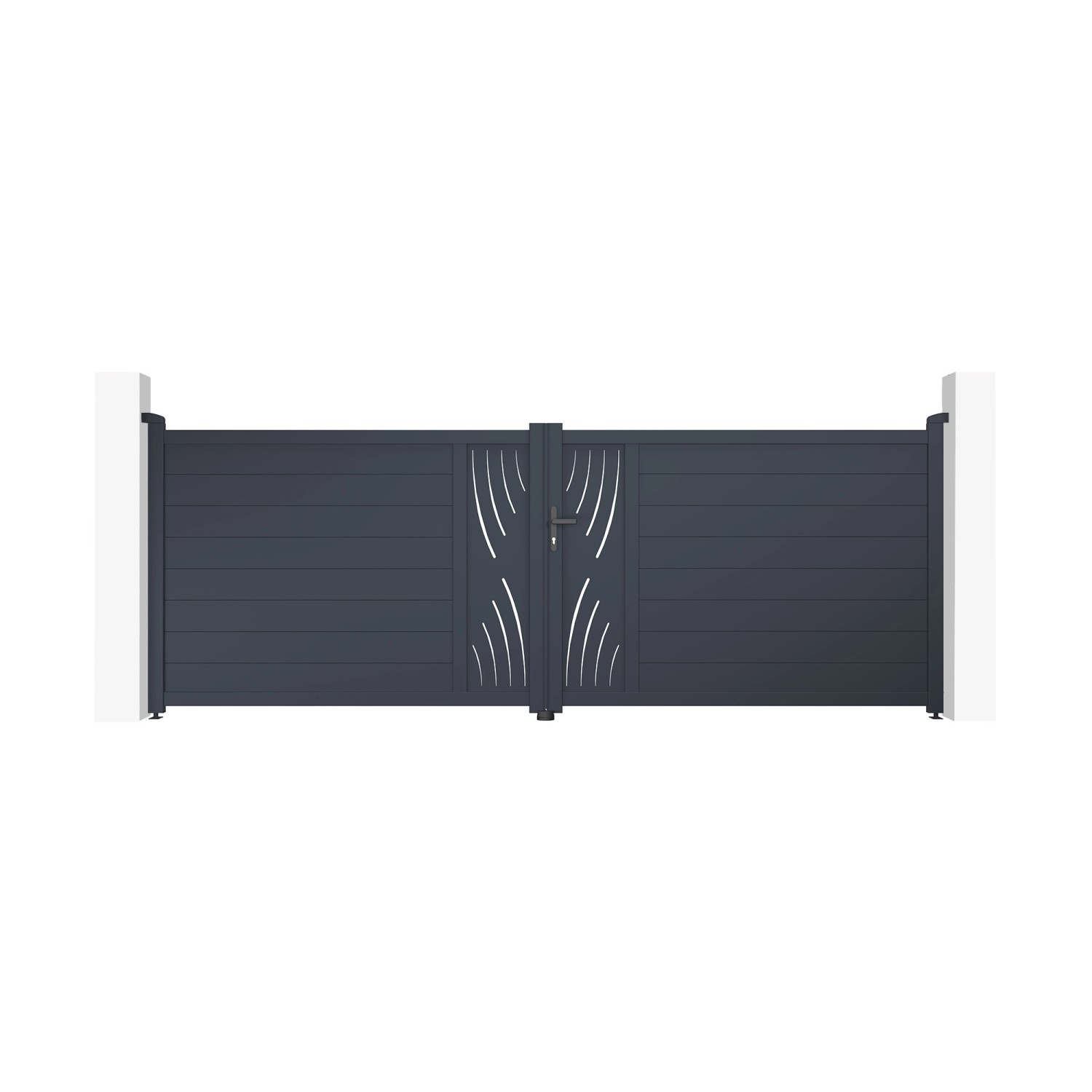 Casanoov Flügeltor 4M Veleta H 140Cm & 2 Pfosten H 166Cm Aluminium Grau günstig online kaufen