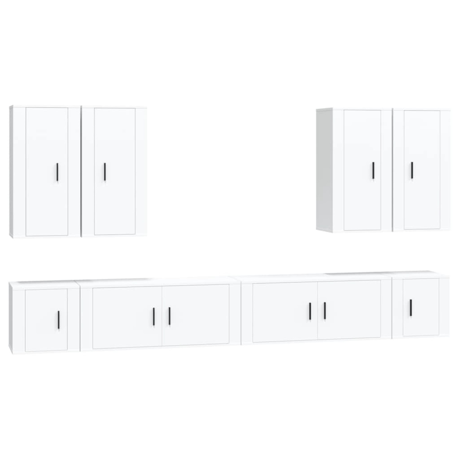 vidaXL 8-Tlg TV-Schrank-Set Weiß Holzwerkstoff 3188702