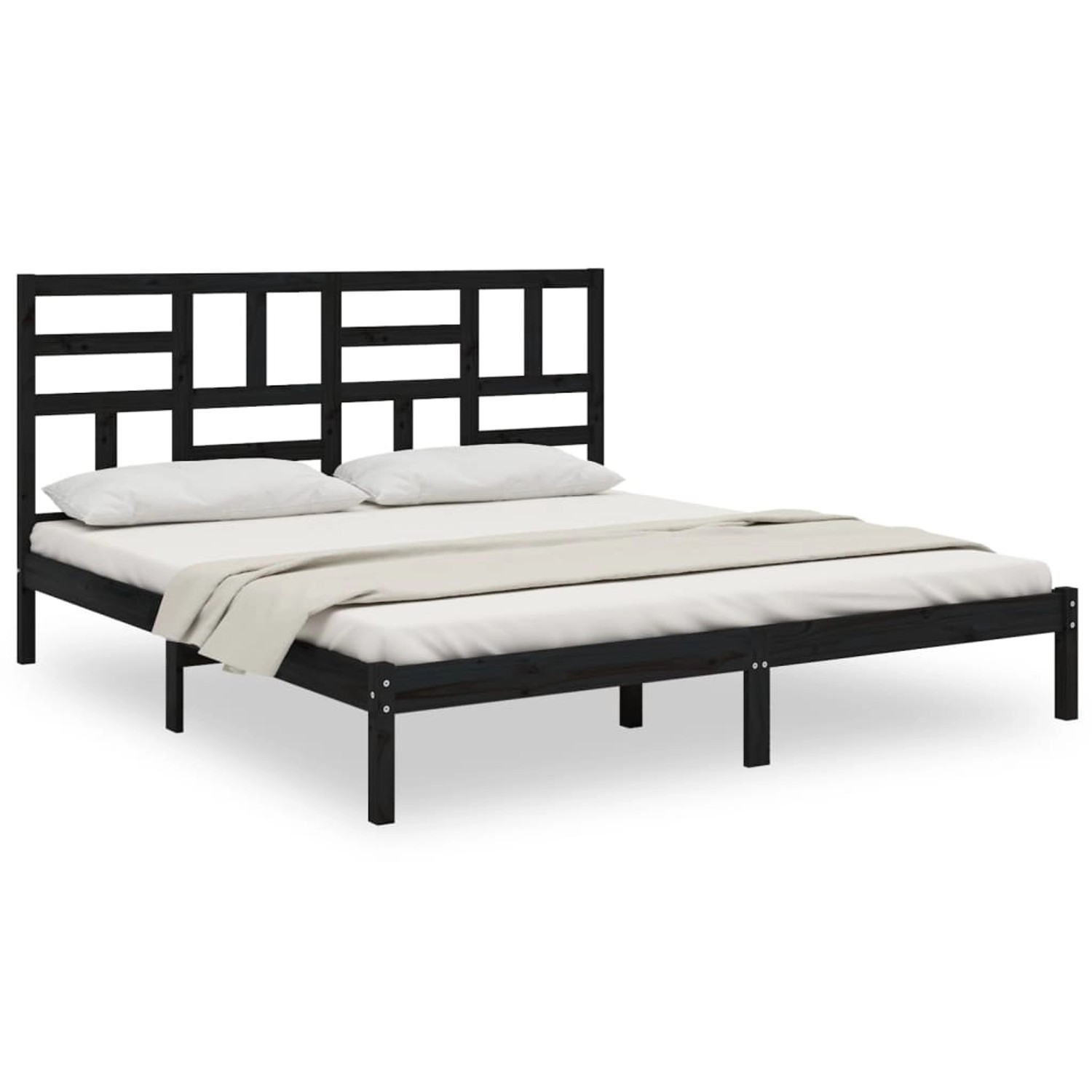 vidaXL Massivholzbett Schwarz 200x200 cm1084558 günstig online kaufen