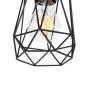 Detailaufnahme: QAZQA Dami Frame Stehlampe, schwarz, Holz, 2-flammig, mit geometrischem Lampenschirm.
