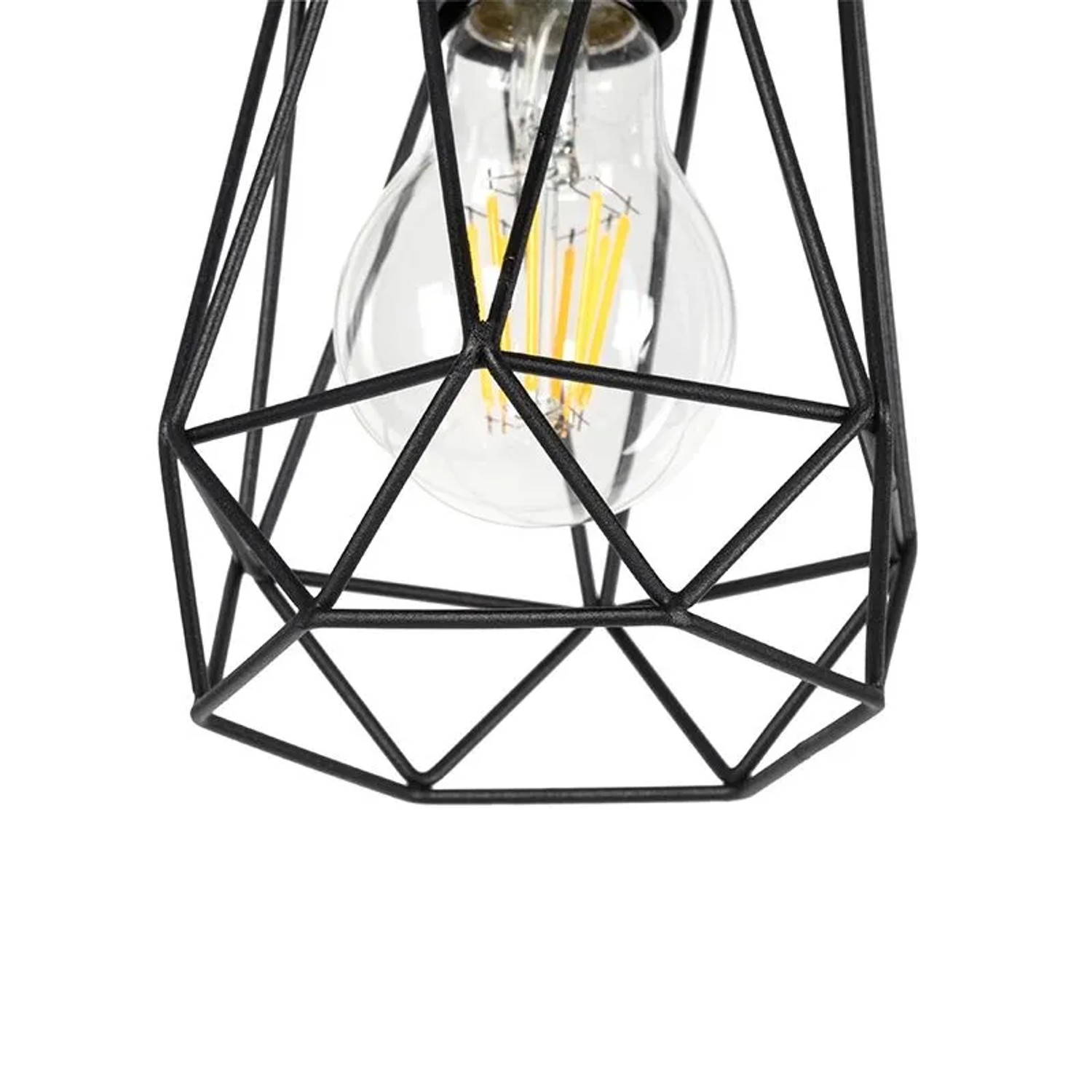 Detailaufnahme: QAZQA Dami Frame Stehlampe, schwarz, Holz, 2-flammig, mit geometrischem Lampenschirm.