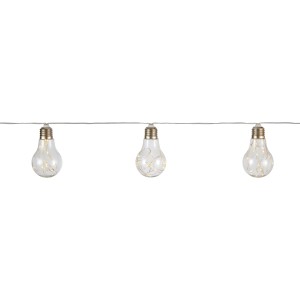 LED Solar Lichterkette, 480 cm, klare Glühbirnen mit warmweißen LEDs für Garten und Terrasse.