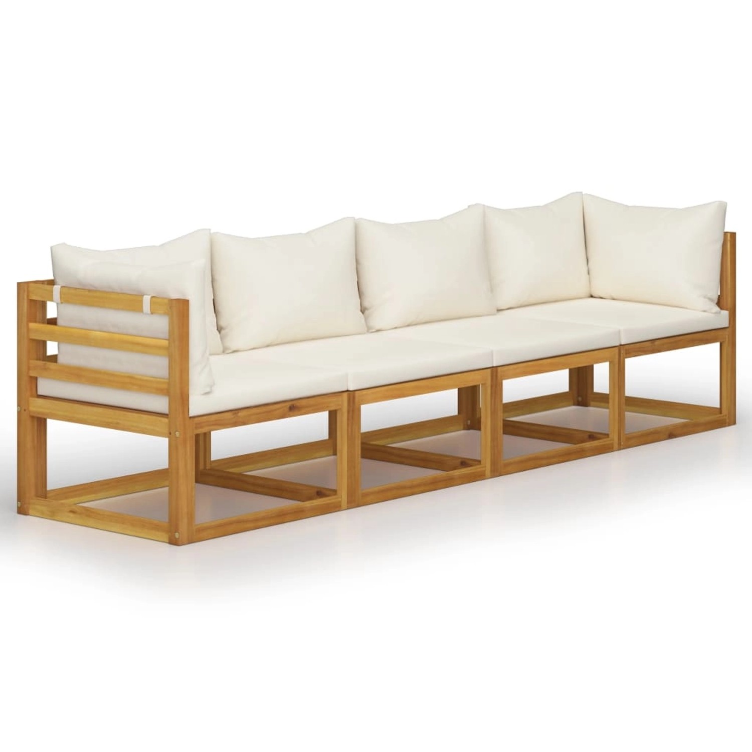 vidaXL 4-Sitzer-Gartensofa mit Auflagen Creme Akazie Massivholz