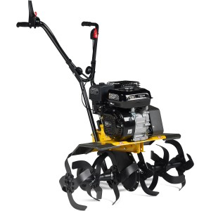 Texas Benzin-Motorhacke Lilli 534TG: robuste Gartenhacke mit schwarzem Motor und gelbem Rahmen.