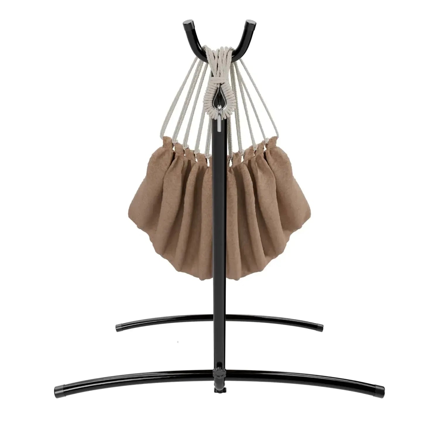 Garmio Hängematte Venedig braun mit Gestell und Tragetasche. Wetterfeste Outdoor-Hängematte.