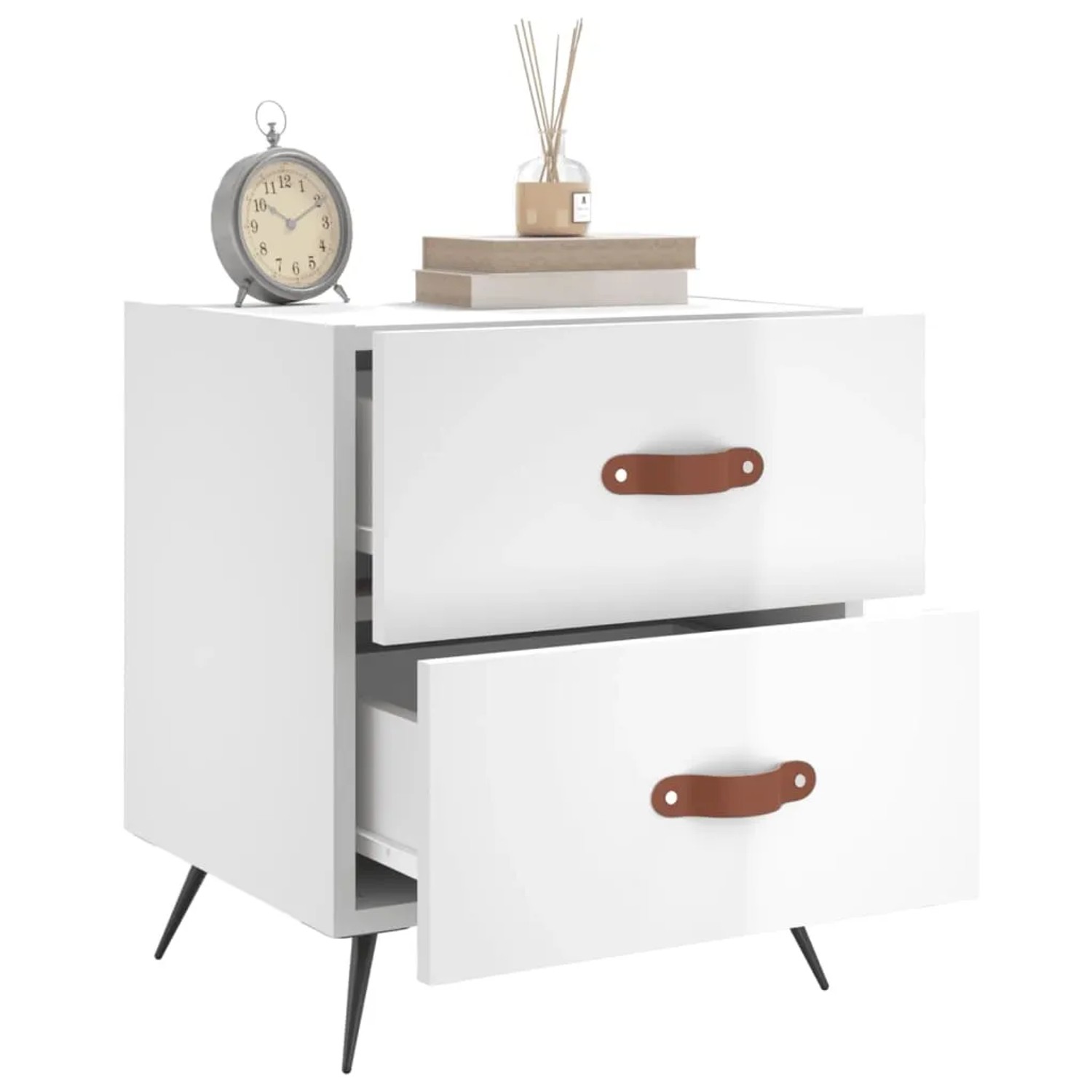 vidaXL Nachttisch weiß Hochglanz 40x35x47,5 cm kaufen bei OBI