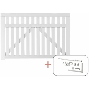 Weißes Nadelholz Gartentor Country, 150x98 cm, inkl. Beschläge für Selbstmontage.